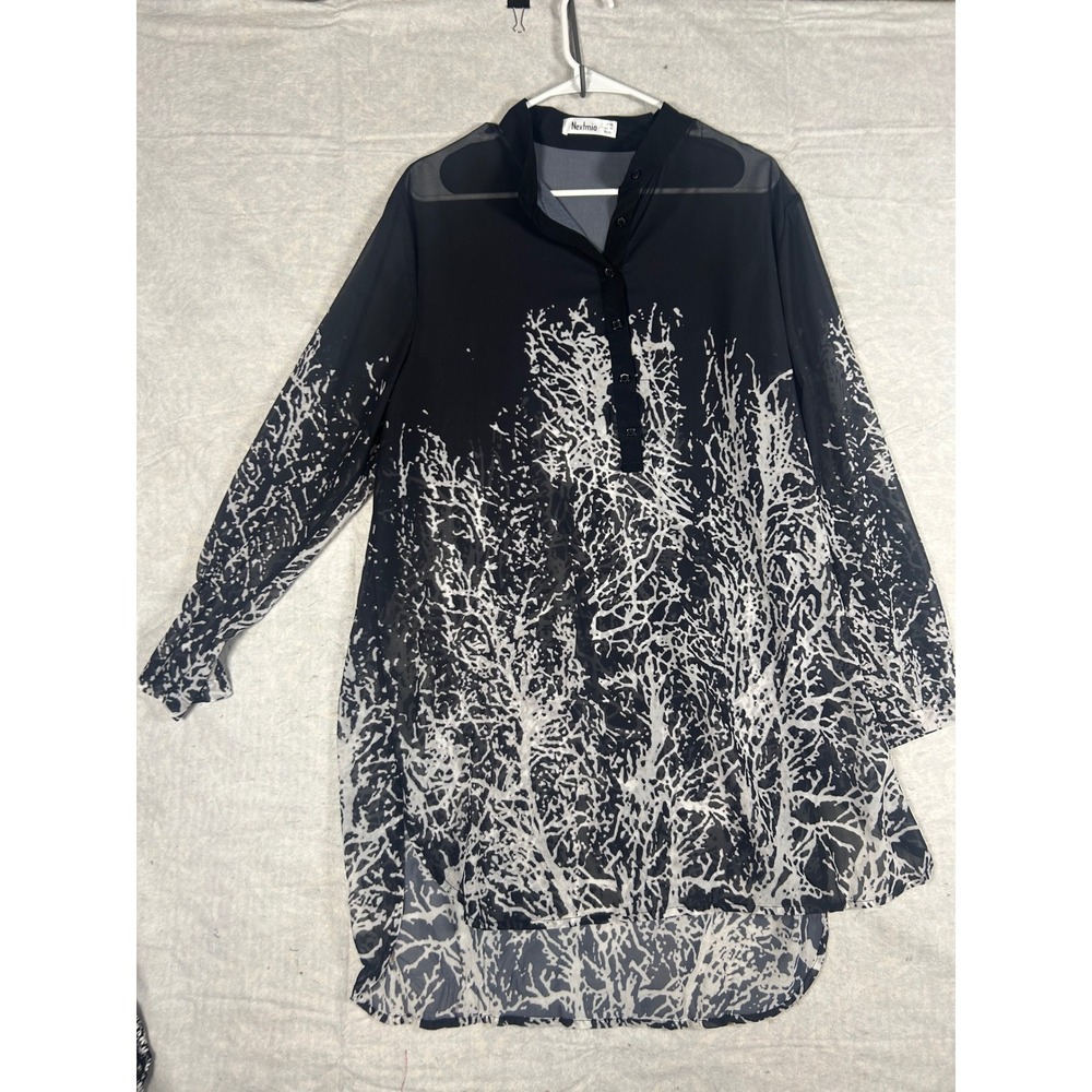 Sheer Black & White Printed Tunic - Fashion Lab